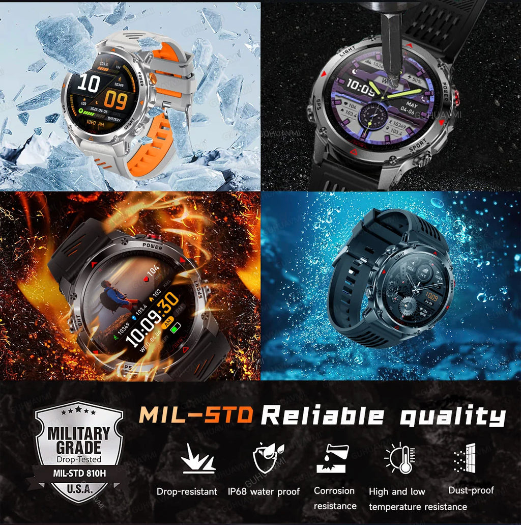 Smart Watch For Men 1.46'' 360*360 HD AMOLED Color Display Voice Call Compass LED Sports Fitness Waterproof Watch Ladies