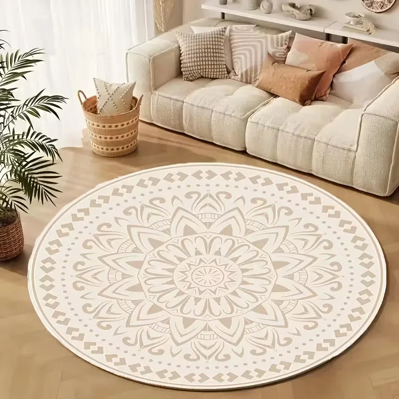 Bohemian Style Circular Carpet Indoor Carpet Bedrooms Circular Floor Mats Suitable Living Rooms Study Rooms Bathrooms Decoration