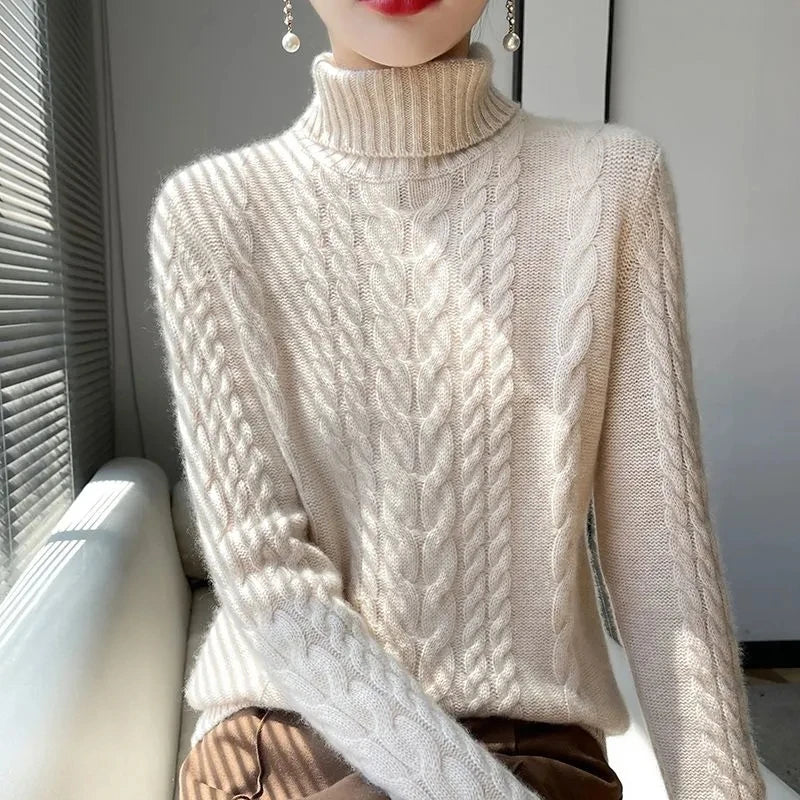 Street Turtleneck Sweater Women 2023 Autumn Winter Long Sleeve Cashmere Female Knitted Pullover Loose Lady Thicken Knitwear