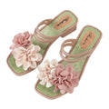 Fashion Women's Chunky Heel Flower Sandals Comfortable Two-Wear Slip on Slides for Wedding Party Vacation Outdoor Y2k