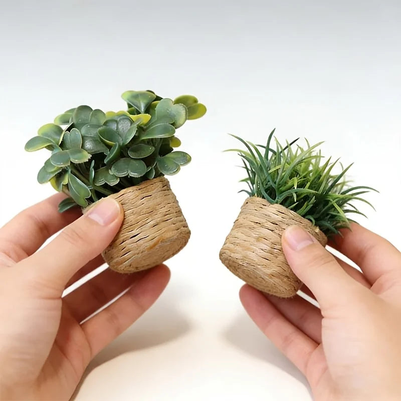 Artificial Potted Plants, Cute Mini Plants Potted Landscape Suitable for Indoor Outdoor Home Kitchen Desk Office