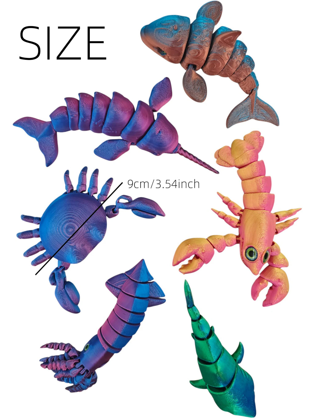 3D Printed Ocean Animals Toys Realistic Sea Animals Figurine Halloween Christmas Gift Party Filler Color Random