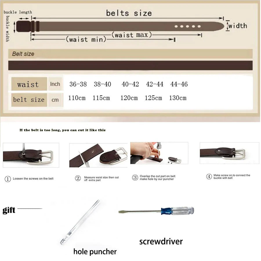 Men's Leather Belt New Male Waistband Ceinture Hommes Leather Belts for Men Width:38mm Accessories Belts