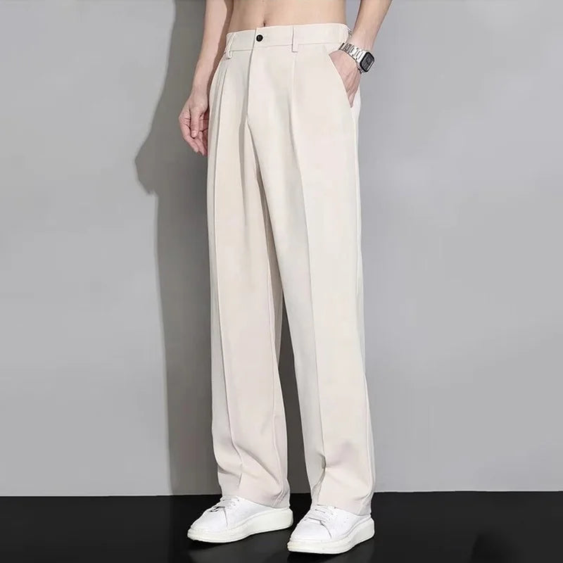 Men's Drape Pants Simple Loose Wide Leg Pants Positive Draped Drag Floor Trousers Outdoor Breathable Casual Straight Leg Pants