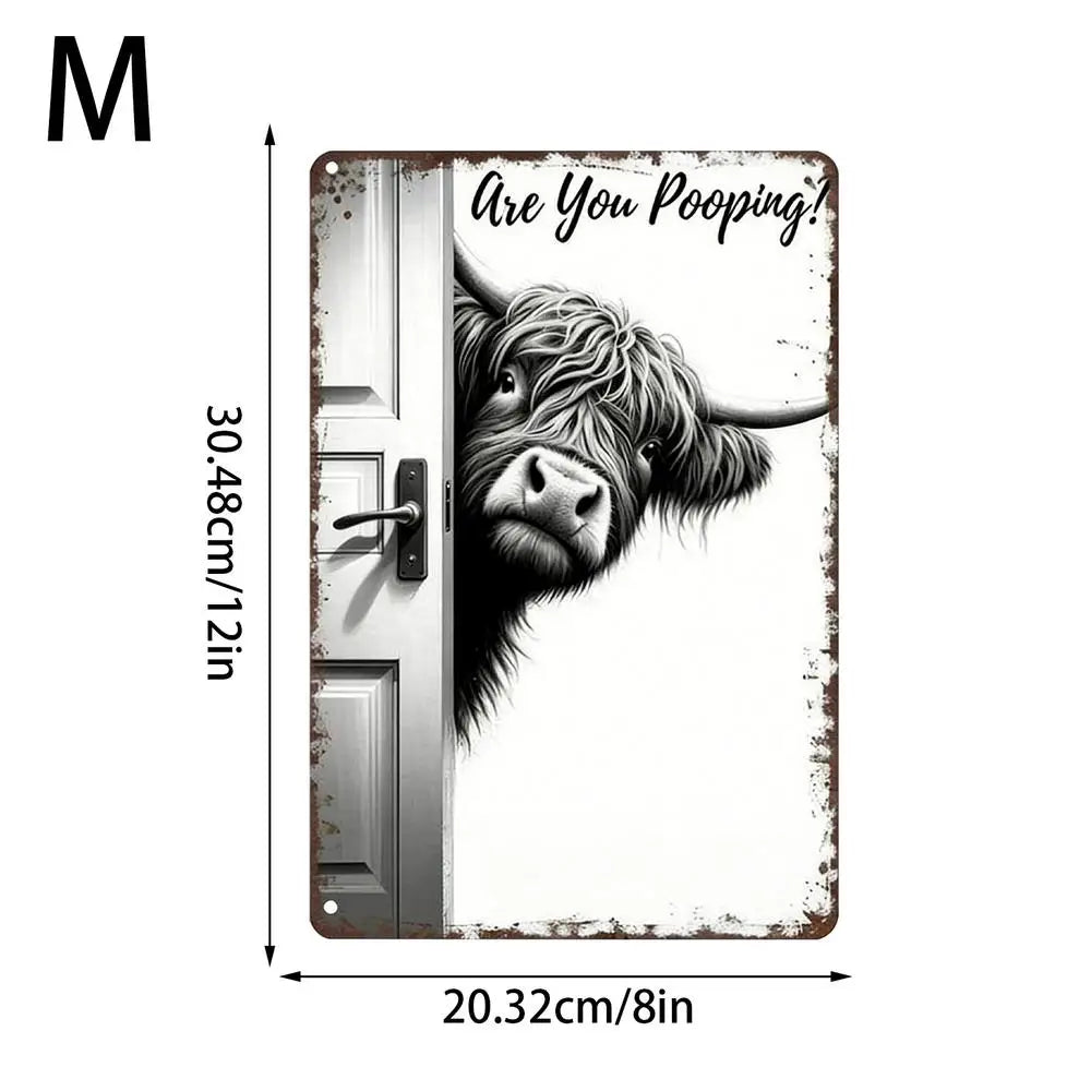 Cow Bathroom Wall Art Vintage Restroom Decoration Humorous Toilet Wall Sign for Homeowners Renters Apartment Office Hotel Powder