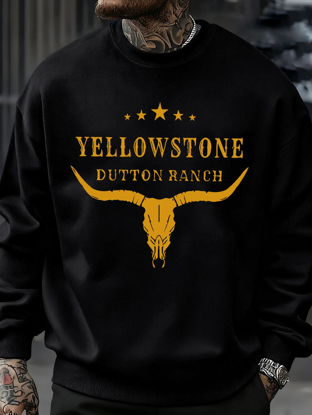 Yellow Stone Dutton Ranch Prints Mens Sweatshirt O-Neck Pullovers Tops Autumn Casual Multicolor Streetwear Fleece Man Clothes