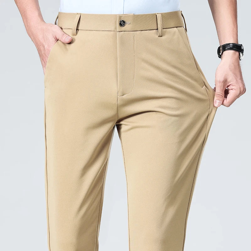 Mens Formal Dress Pants  Business Casual Suit Pants Black Navy Elastic Wrinkle Resistant  Long Pants Daily Work Pants
