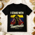 Vintage I Stand with Flag Venezuelan Flag Cultural Pride Freedom Support Graphic  Retro Women Political Expression Sportswear