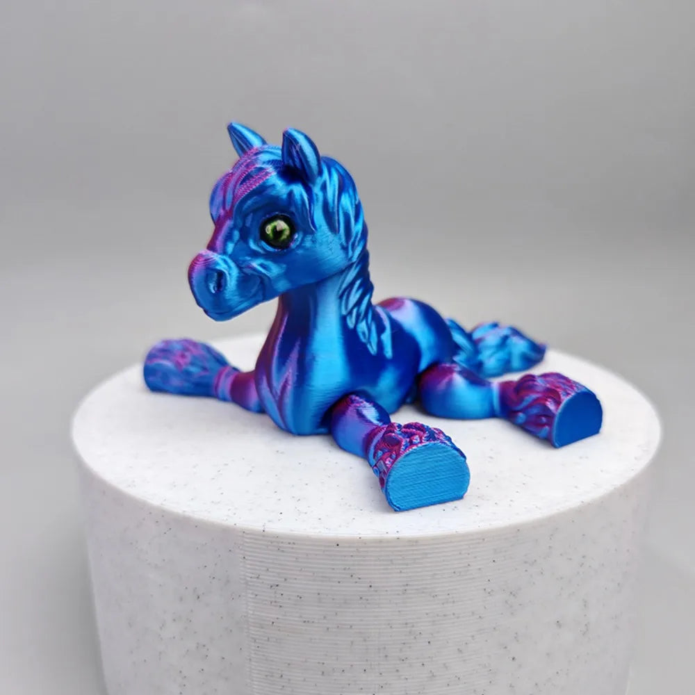 Cute 3D Printed Horse Animals Multi-joint Movable Relief Sensory Kids Gift Mini Home Ornament Desktop Decorations