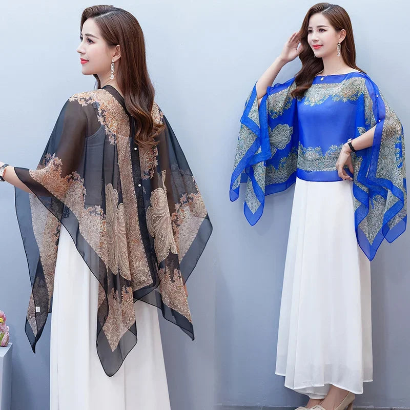 Fashion Woman Scarf Shawl Beach Cover-Ups Blouses Sun Protection Cardigan Summer Beach Holiday Cardigan Women Long Blouses Tops