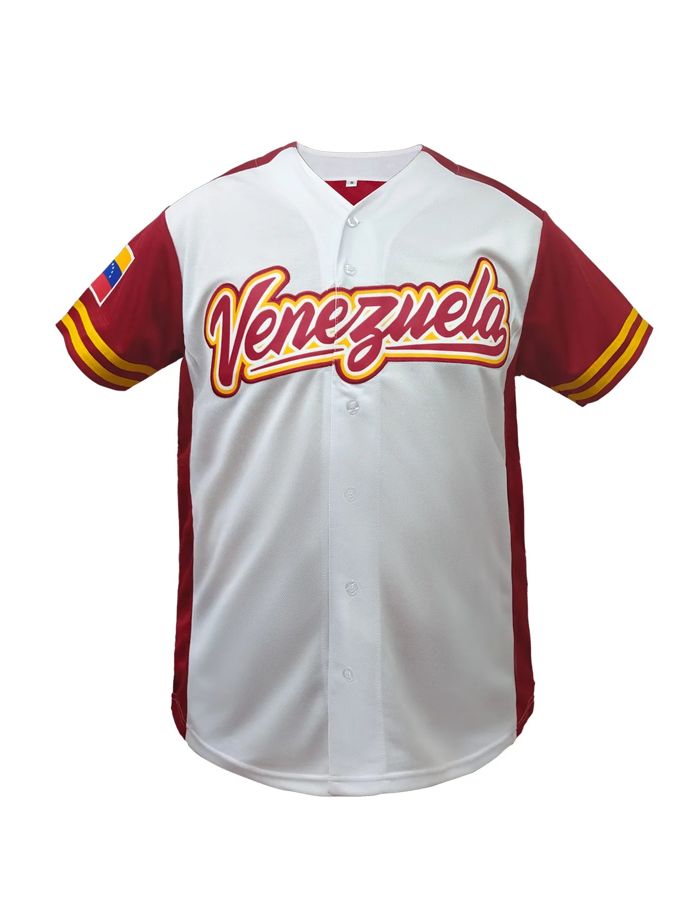 Men's Breathable Baseball Jersey V-Neck Short Sleeve "Venezuela" Embroidery, Breathable Loose Fit Baseball Shirt for Casual Wear