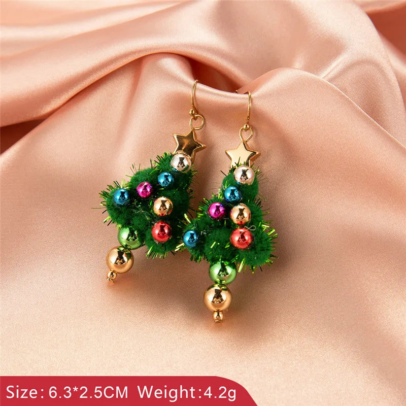 Luxury Christmas Earrings Cute Claus Snowman Tree Bell Elk Drop Earrings for Women Girls Kids Gifts 2022 Xmas Festival Jewelry