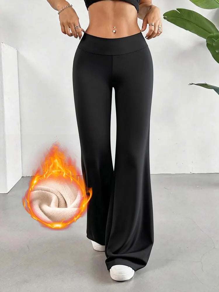 Warm Fleece Lined Wide Leg Pants