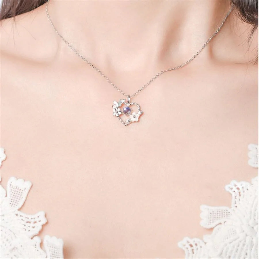 925 Sterling Silver Shell Flower Heart Charm Necklaces amp; Pendants Choker Necklace For Women Statement Wedding Party Jewelry
