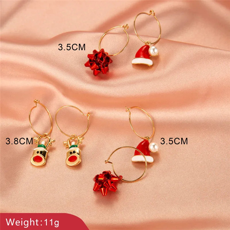 Luxury Christmas Earrings Cute Claus Snowman Tree Bell Elk Drop Earrings for Women Girls Kids Gifts 2022 Xmas Festival Jewelry
