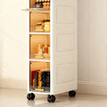 Swivel Wheel Mobile Kitchen Storage Rack - Waterproof & Dustproof, Space-saving Shelf Cabinet for Spices/Books/Toys/Snacks