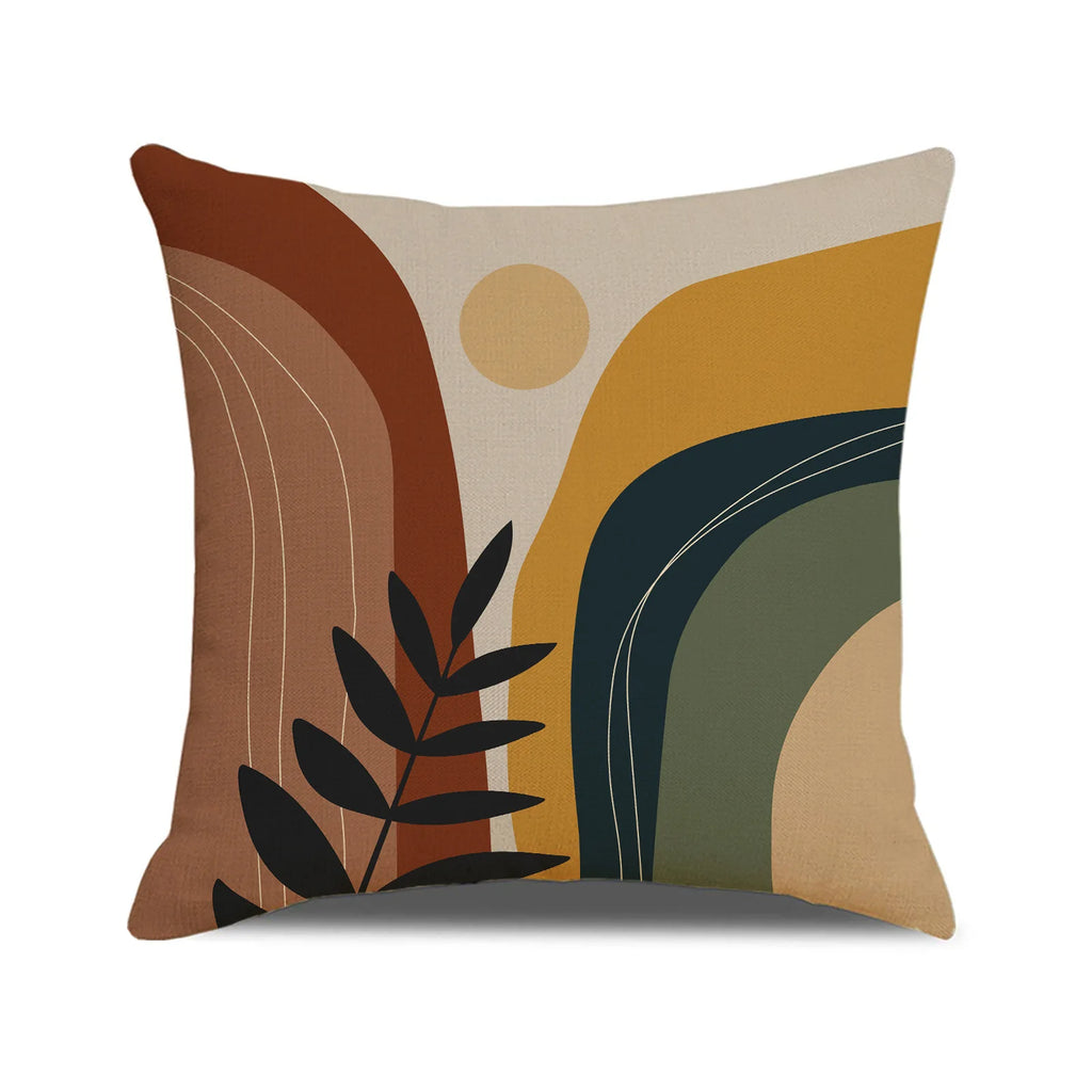 BOHO Style Printing Pillow Cover Indoor Bay Window Decoration Square Geometric Cushion Linen Abstract Simple Sofa Pillow