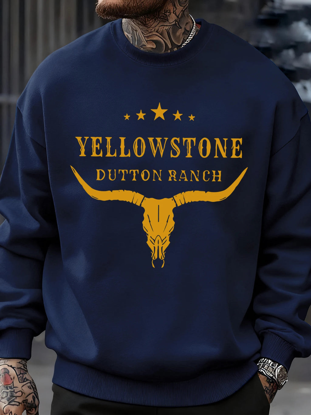 Yellow Stone Dutton Ranch Prints Mens Sweatshirt O-Neck Pullovers Tops Autumn Casual Multicolor Streetwear Fleece Man Clothes