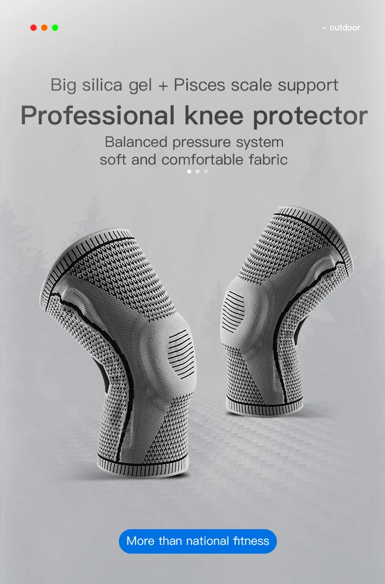 1/2 PC Knee Pads Strap Patella Medial Support Meniscus Silicone Compression Protection Sport Knee Braces Basketball Running Prot