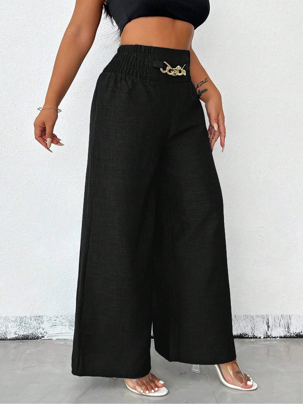 Elegant Solid Wide Leg Pants Fashion