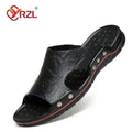 YRZL Mens Sandals PU Leather Classic Summer Men Slippers Soft Black Slippers Big Size Slippers Lightweight EVA Slides for Men