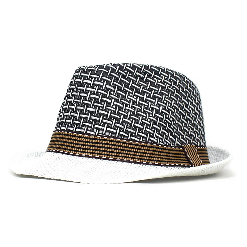 British Men Beach Sun Hats Summer Cowboy Fedora Retro Jazz Hat Breathable Straw Caps Outdoor Panama Man Gentleman Holiday Sunhat