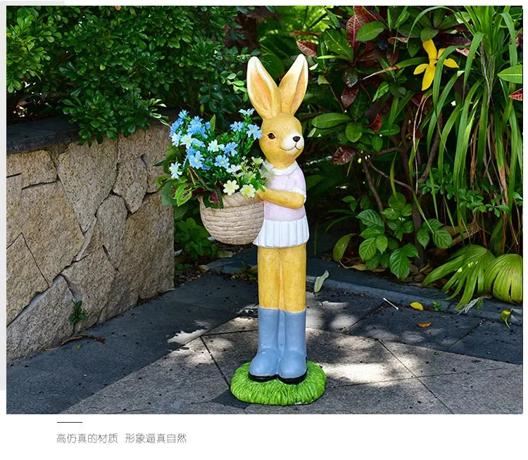 Cartoon Rabbit Flower Pot Creative Animal Sculpture Ornaments Garden Villa Landscape Bonsai Container Kindergarten Decorations