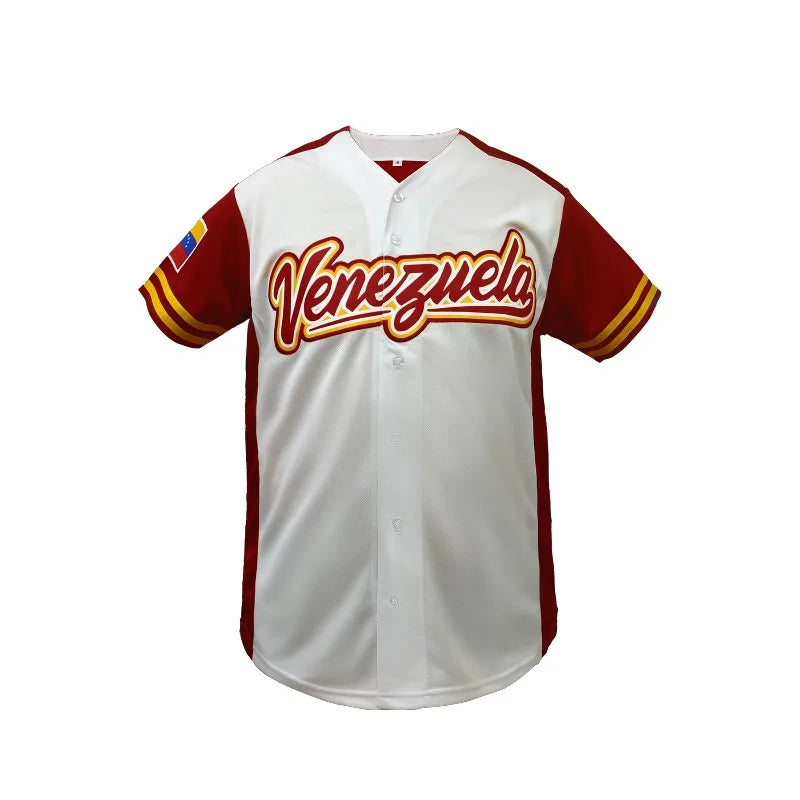 Men's #13 Letter Embroidered Venezuela Baseball Jersey-Sports Shirt-Breathable Short Sleeve Unisex Baseball Shirt Men Clothing