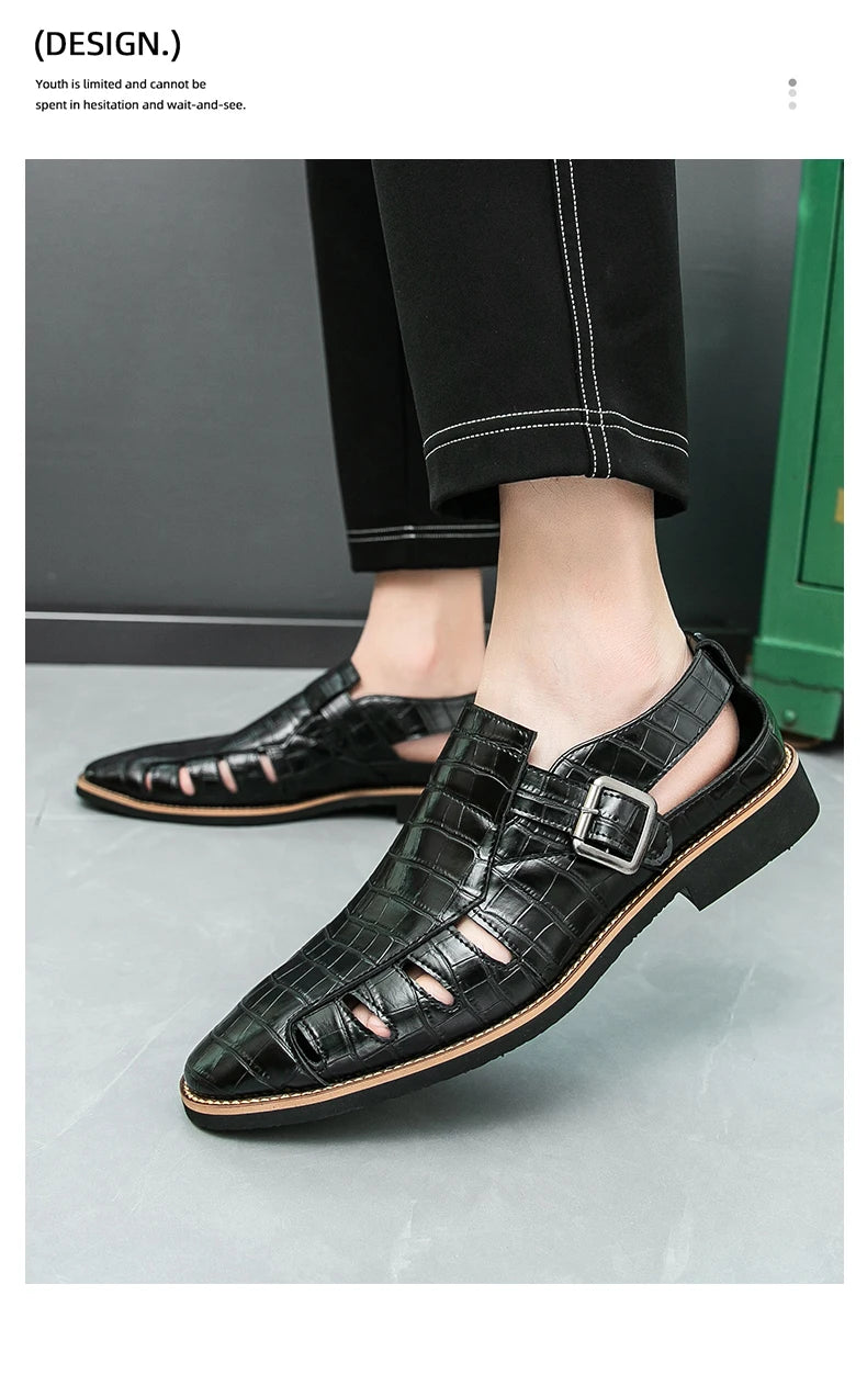 Summer New Sandals Comfortable, Lightweight, Personalized, Handsome, Fashionable, Popular, One Step Men's Leather Shoes