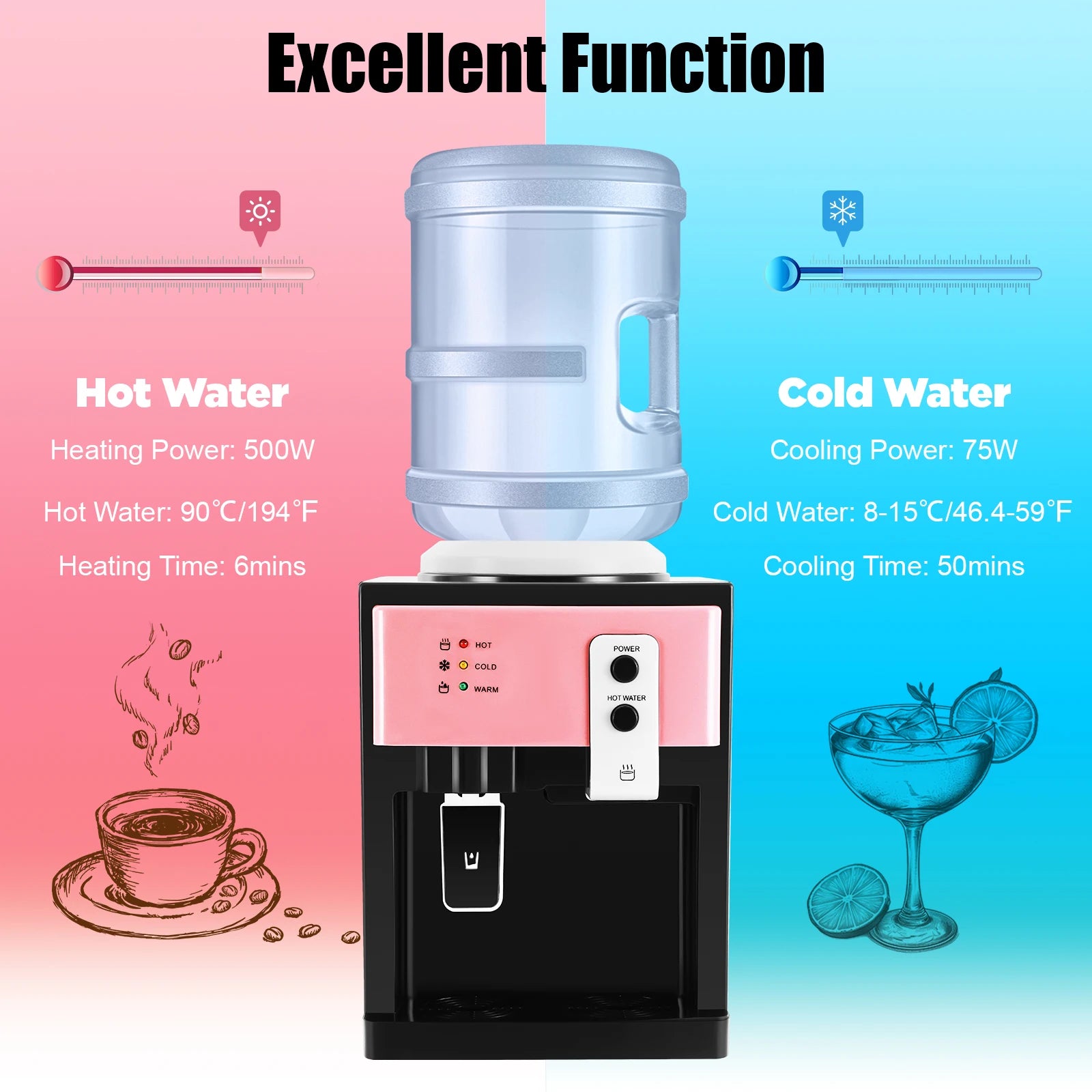HS-09 Hot/Cold Desktop Electric Water Dispense Water Detachable Design Cooler Dispenser Water Cooler for Home Office