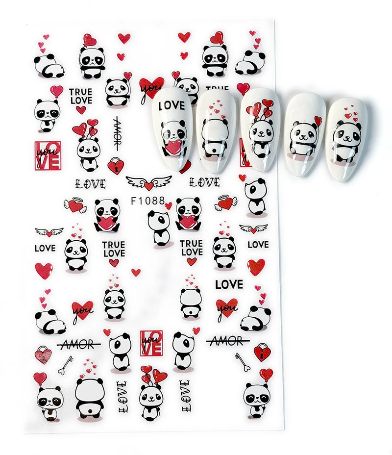 1PCS Valentine's Day Nail Stickers Cartoon Love Nail Supplies Nail Decals for Ladies Nail Art Decoration