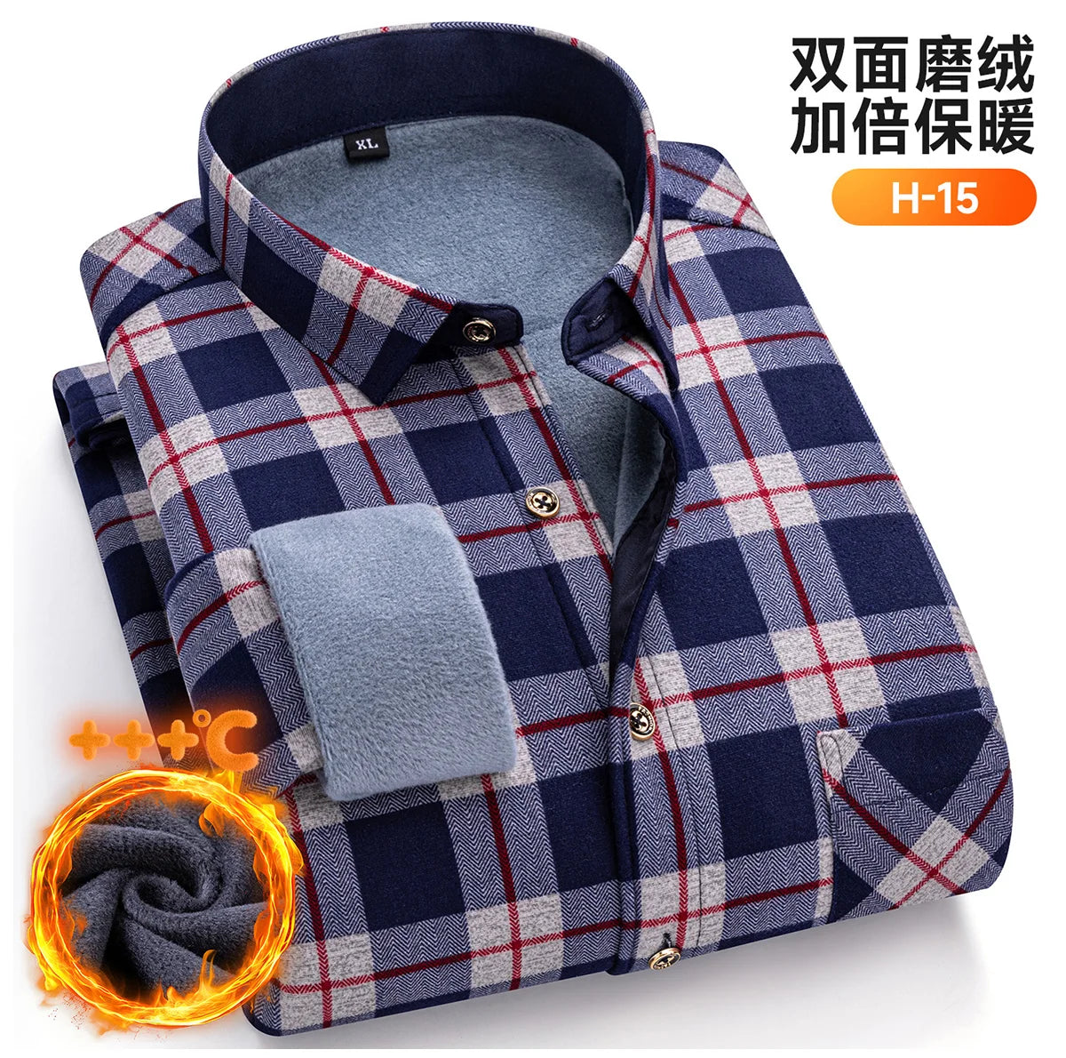 Winter Warm Men's Plaid Shirts Thickened Flannel Casual Menswear Long Sleeve Plus Size Office Workwear Casual Male Check Shirts