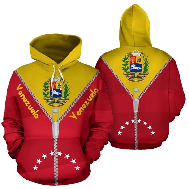 Venezuela Flag National Emblem Graphic Sweatshirt 3d Print Venezuela Hoodie Men Clothes Tracksuit Long Sleeve Hoody Unisex Tops