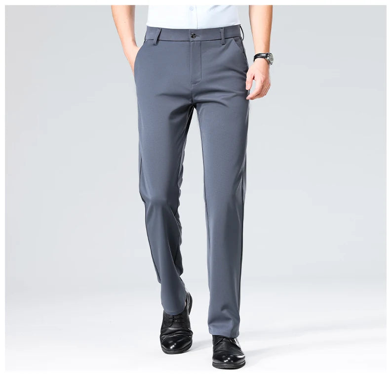 Mens Formal Dress Pants  Business Casual Suit Pants Black Navy Elastic Wrinkle Resistant  Long Pants Daily Work Pants