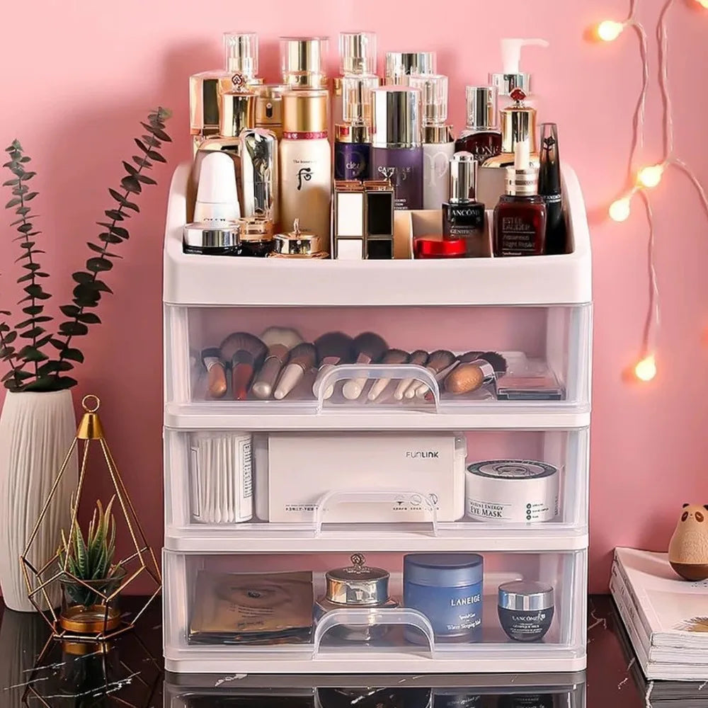 Multi-Layer Desktop Storage Box Drawer Organizer Cabinet for Cosmetics Jewelry Hair Accessories Stationery Home Office