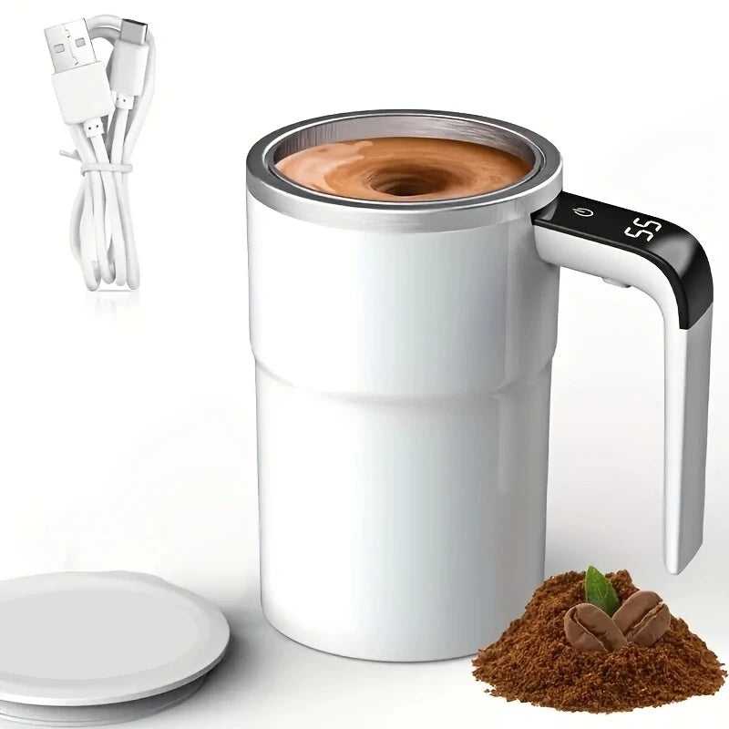 Digital temperature automatic stirring cup, automatic magnetic self stirring coffee cup with temperature display function,