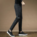 Men's Dress Pants Fashion Plaid Stripe Business Slim Fit Office Classic Retro Suit Pant Korean British Style Wedding Trousers