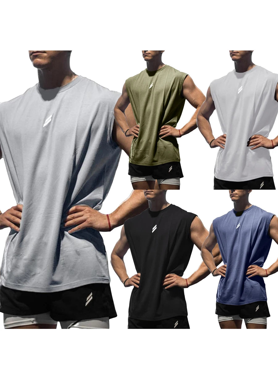 Men's Loose Tank Tops Casual Printed Sleeveless Muscle T-Shirt Workout Training Fitness Sleeveless Gym Tops Streetwear