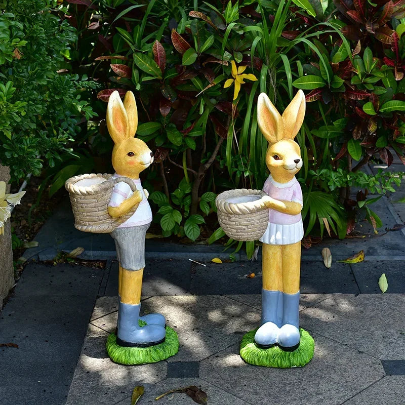 Cartoon Rabbit Flower Pot Creative Animal Sculpture Ornaments Garden Villa Landscape Bonsai Container Kindergarten Decorations