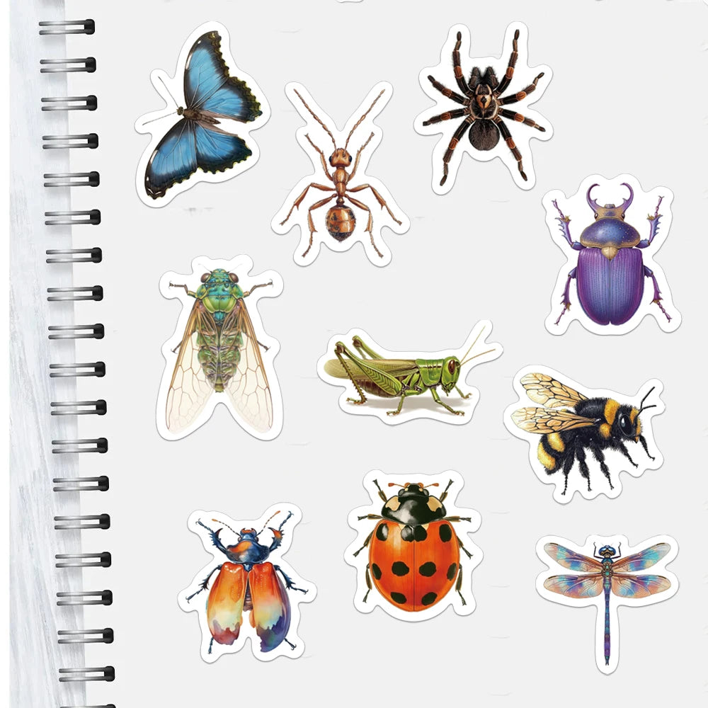 500PCS Creative Insect Roll Stickers Decorative Phone Cases, Notebook DIY Waterproof Stickers