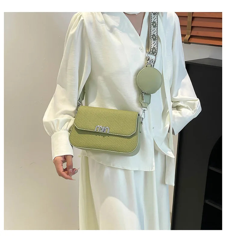 ‌2025 Korean-Style Wide Strap Bag - Crossbody/Shoulder/Handheld Multi-Way Purse, Trendy Small Handbag for Women
