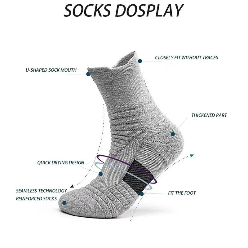 3 Pairs Breathable Mesh Athletic Terry Socks Cushioned Moisture-managing and Durable Reduces Foot for Running Hiking & Sports