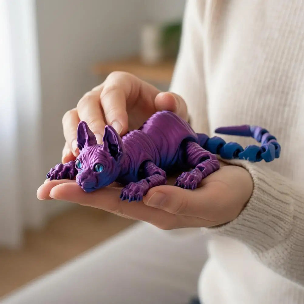3D Printed Sphynx Cat Animals Toy Hairless Cat Figurine Cute Cat Fidget Toy For Cat Lover Funny Toy Collector Home Decoration