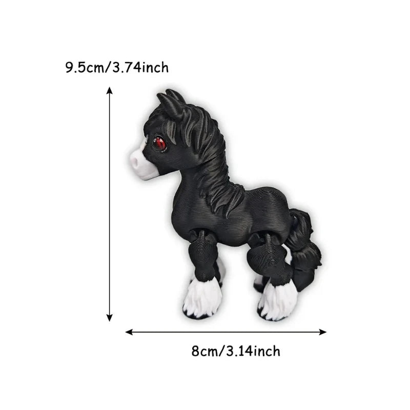 3D Printing Sunshine Rainbow Little White Horse Animal Toys Joint Tail Movable Creative Home Desk Decoration Kids Birthday Gift