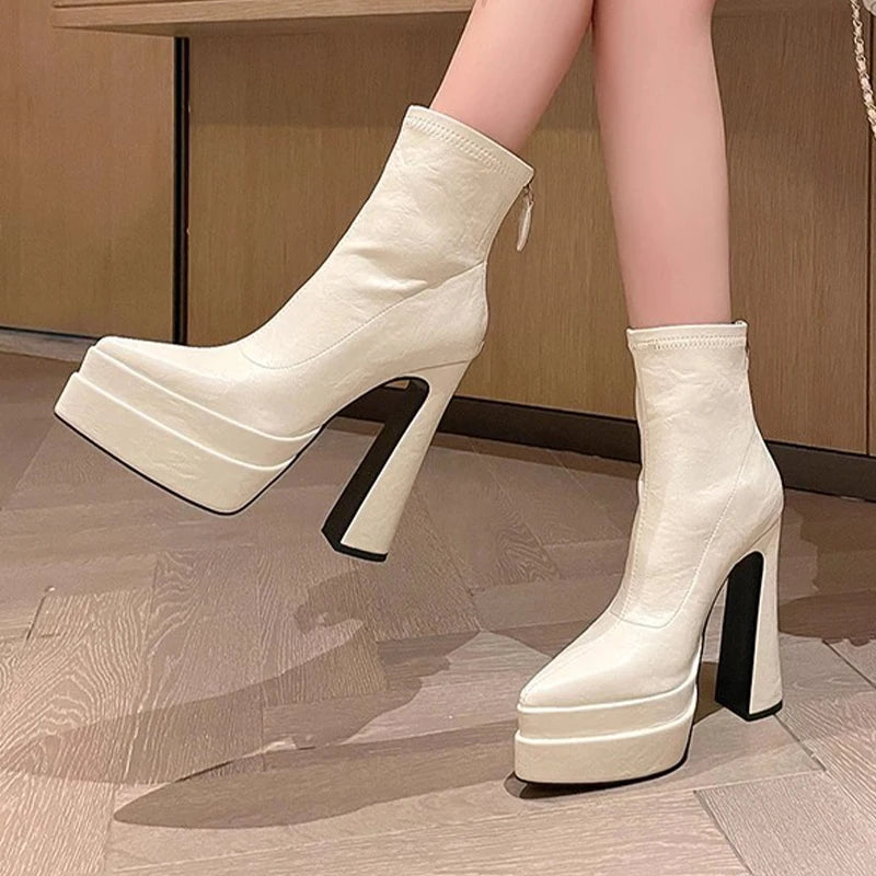 Super High Heels Women Ankle Boots Pointed Toe Fashion Shoes Dress Designer Woman Boots 2025 Winter Sexy Chelsea Botas De Mujer