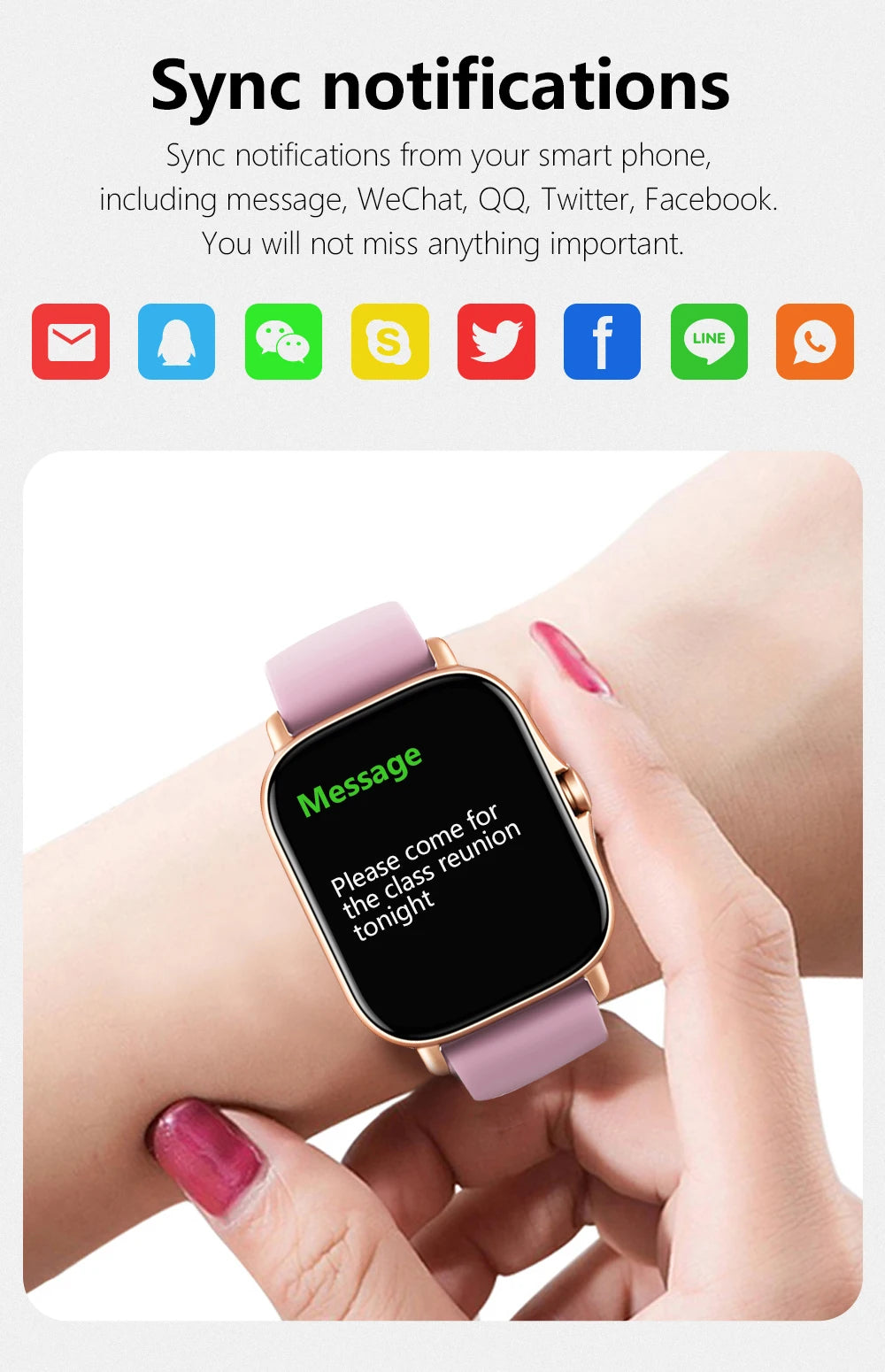 Smart Watch For Men Women Kids Message Remind Music Control Sport Step Calories D13 Smartwatch Alarm Clock 116Plus