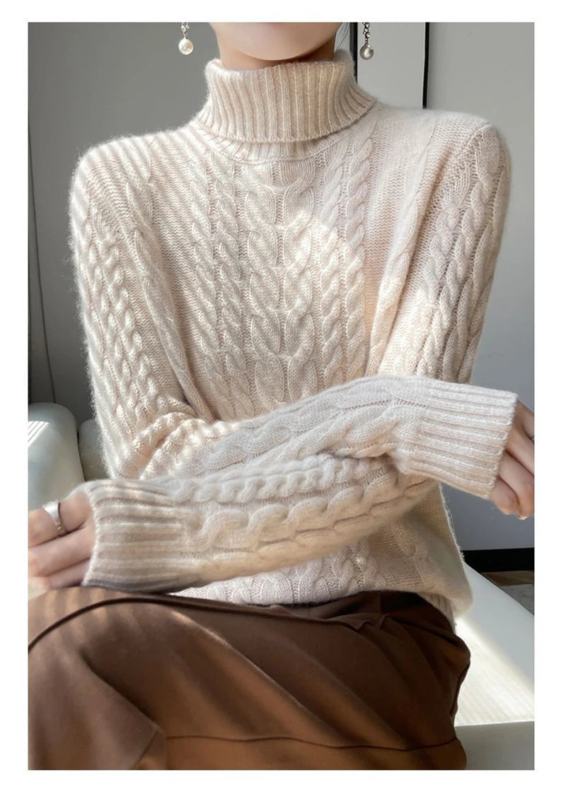 Street Turtleneck Sweater Women 2023 Autumn Winter Long Sleeve Cashmere Female Knitted Pullover Loose Lady Thicken Knitwear