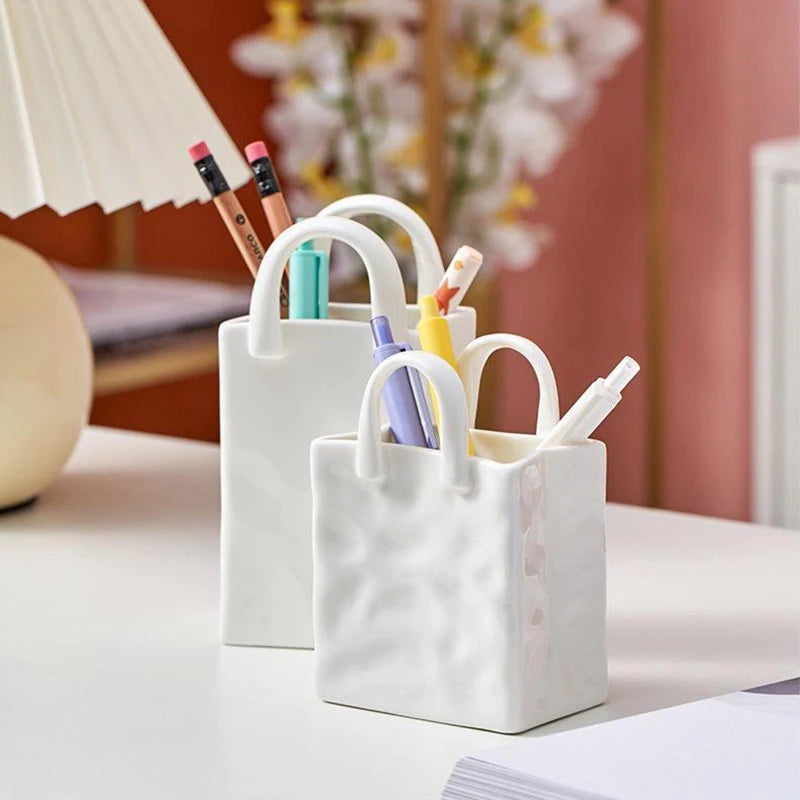 Handbag Shape Vase Modern Decorative White Vase
