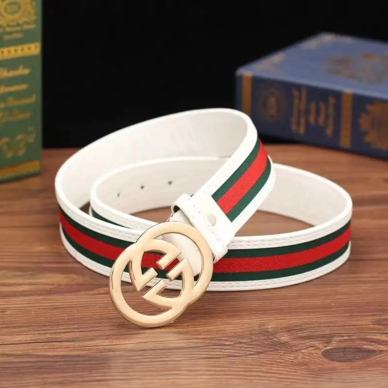 Fashion Men's Belt with Red and Green Fabric Letter Fashion Versatile Casual Denim Pants Smooth Buckle Casual Pants Belt