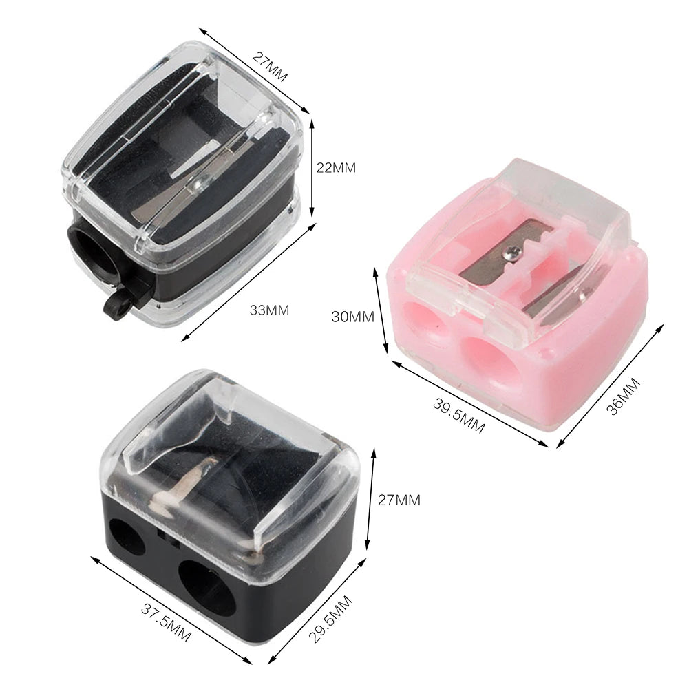 Portable Makeup Cosmetic Pencil with Cleaning Stick Women Ladies Double Holes Sharpener Pencil Sharpeners